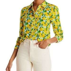 Alice and olivia 100% silk Willa lemon blouse xl